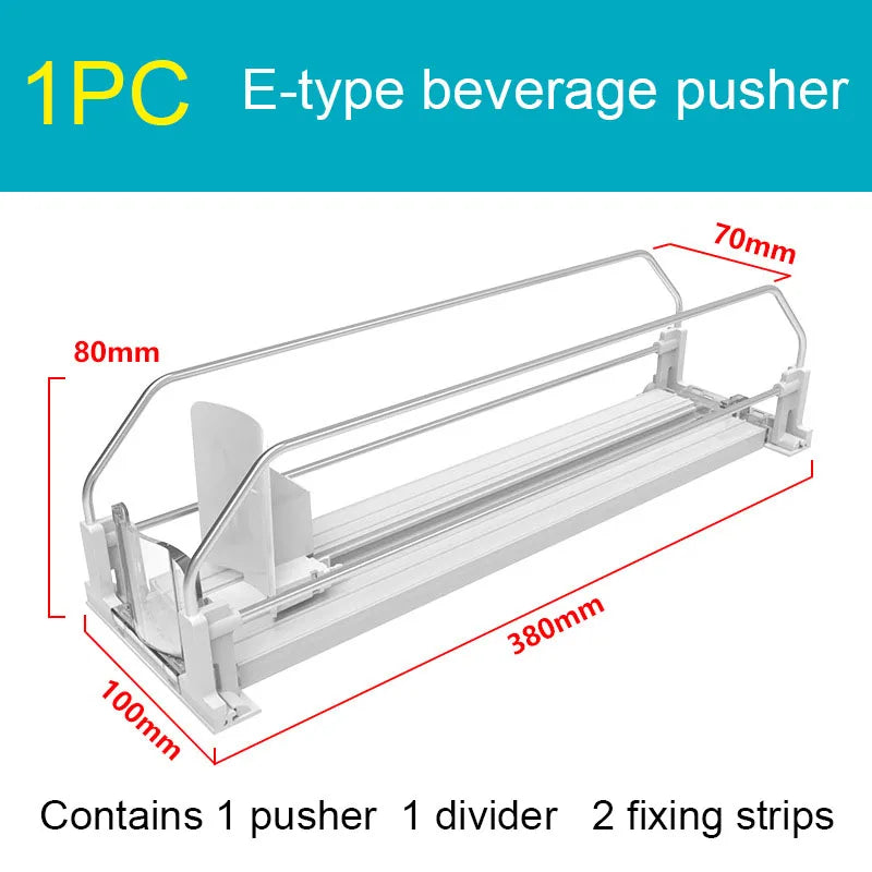 Drink Organizer Dispenser Beverage Pusher Holder Shelves Adjustable Width Soda Self-Pushing Can Organizer for Refrigerator