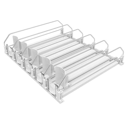 Drink Organizer Dispenser Beverage Pusher Holder Shelves Adjustable Width Soda Self-Pushing Can Organizer for Refrigerator