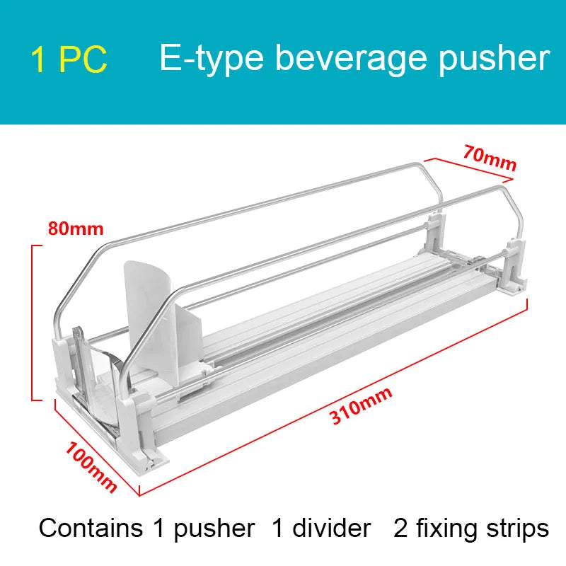 Drink Organizer Dispenser Beverage Pusher Holder Shelves Adjustable Width Soda Self-Pushing Can Organizer for Refrigerator