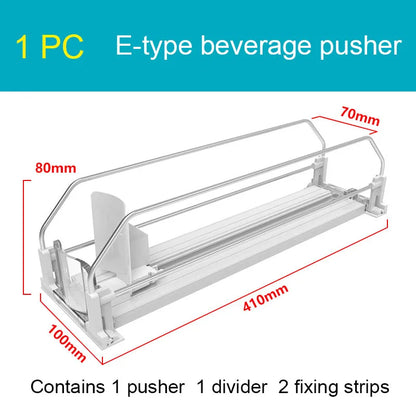 Drink Organizer Dispenser Beverage Pusher Holder Shelves Adjustable Width Soda Self-Pushing Can Organizer for Refrigerator