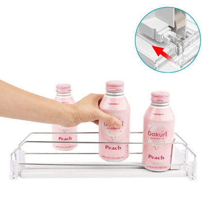 Drink Organizer Dispenser Beverage Pusher Holder Shelves Adjustable Width Soda Self-Pushing Can Organizer for Refrigerator