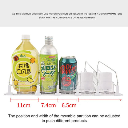 Drink Organizer Dispenser Beverage Pusher Holder Shelves Adjustable Width Soda Self-Pushing Can Organizer for Refrigerator