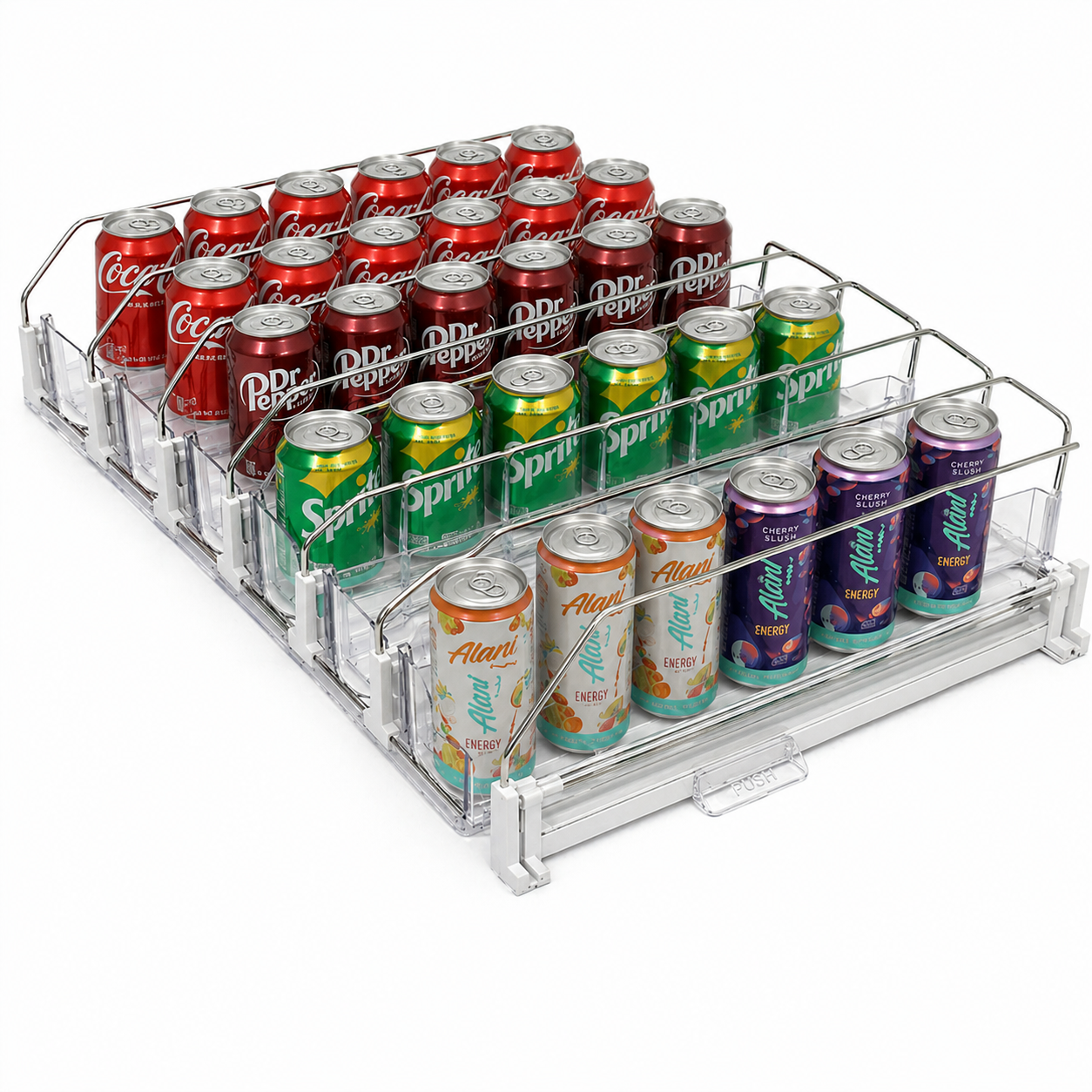 Drink Organizer Dispenser Beverage Holder Shelves Soda Self-Pushing Can Organizer for Refrigerator