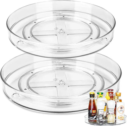 Lazy Susan Turntable Organiser,Turntable Fridge Organiser 23 Cm 27 Cm Spice Rack Rotatable for Kitchen Cabinet Refrigerator