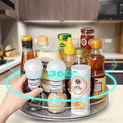 Lazy Susan Turntable Organiser,Turntable Fridge Organiser 23 Cm 27 Cm Spice Rack Rotatable for Kitchen Cabinet Refrigerator