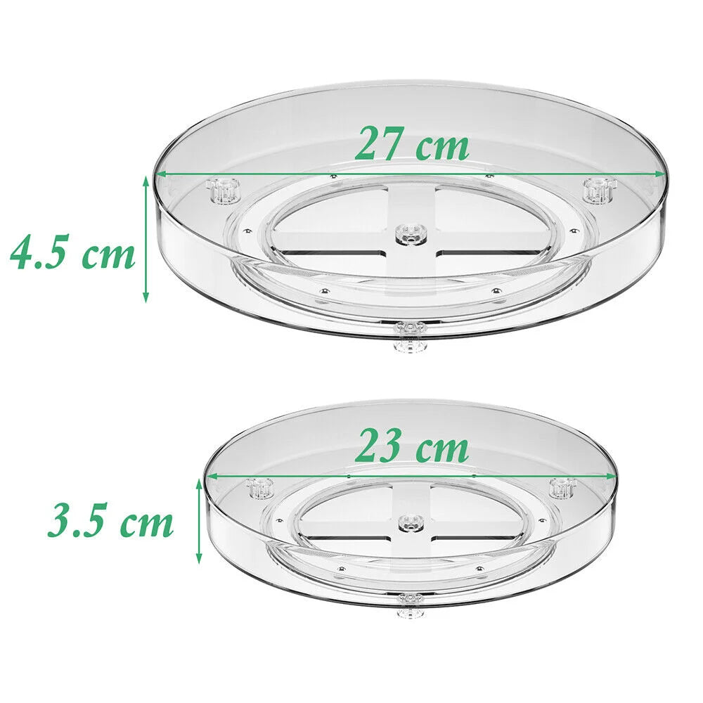 Lazy Susan Turntable Organiser,Turntable Fridge Organiser 23 Cm 27 Cm Spice Rack Rotatable for Kitchen Cabinet Refrigerator